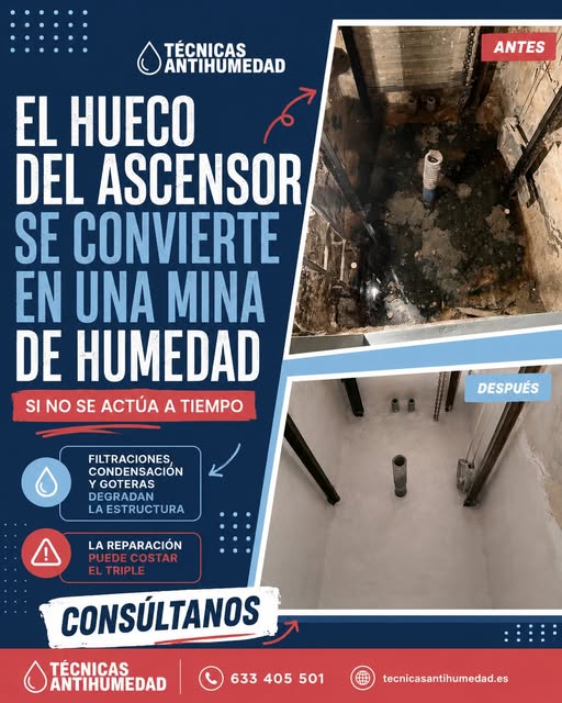 humedad en huecos de ascensor